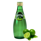 巴黎水（Perrier） 含气天然矿泉水玻璃瓶 法国进口果味气泡水 330ml*24【青柠柠檬原味各8瓶】