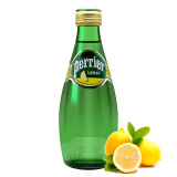 巴黎水（Perrier） 含气天然矿泉水玻璃瓶 法国进口果味气泡水 330ml*24【青柠柠檬原味各8瓶】