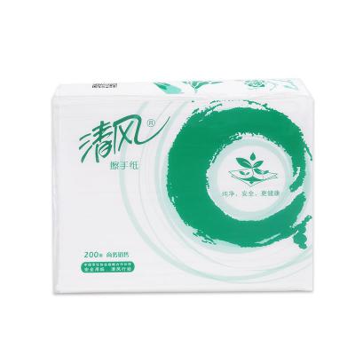 清风B913AD1单层三折擦手纸-200张（平口预制袋）