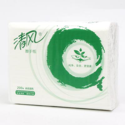 清风B913AD1单层三折擦手纸-200张（平口预制袋）